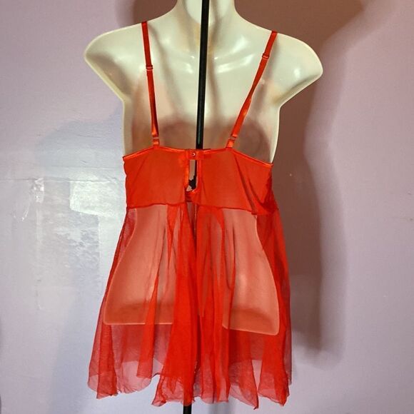 Red Lace Sheer Baby Doll Lingerie Women’s L/XL Romantic Sleepwear - Picture 2 of 4